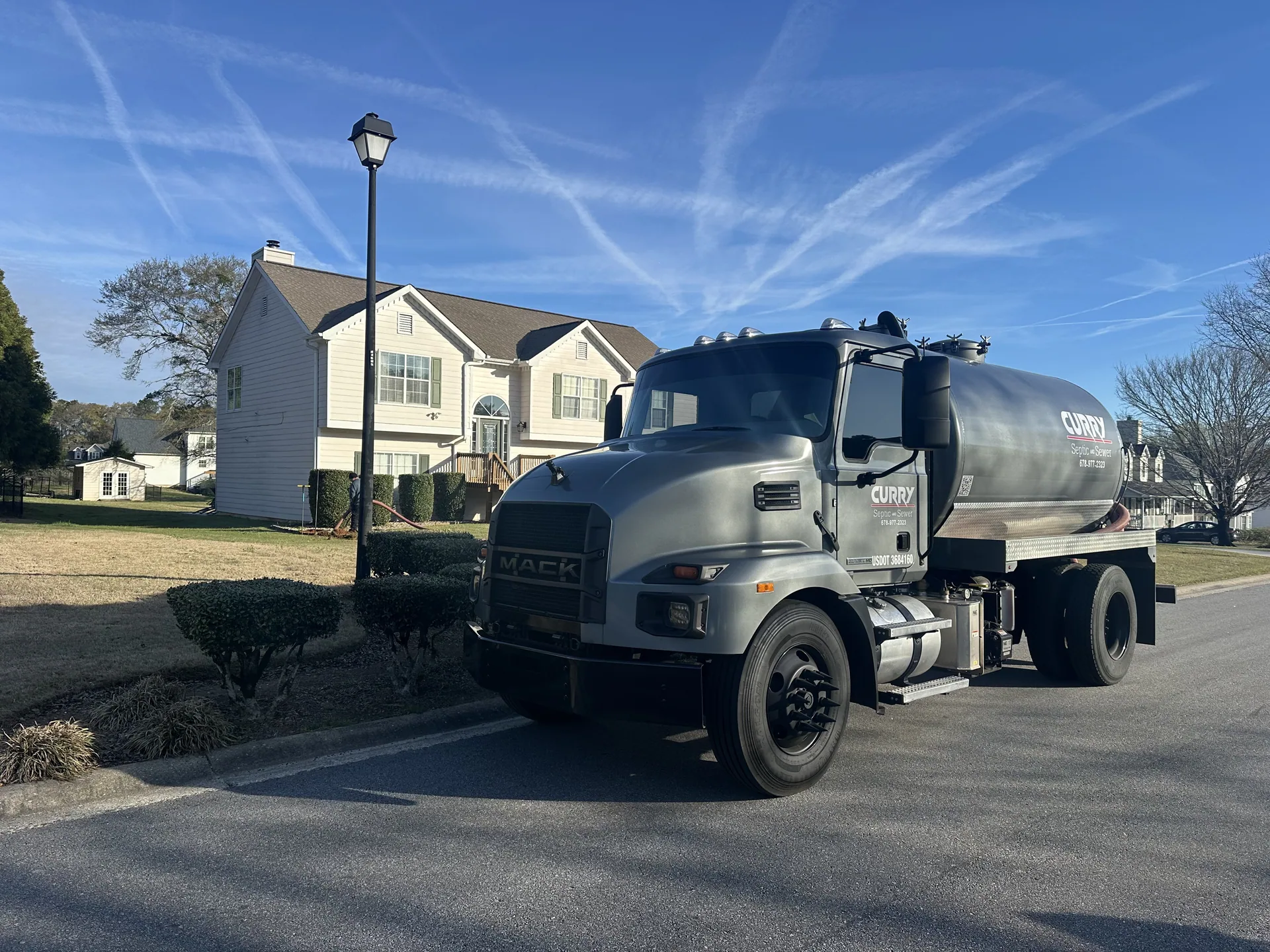 Curry septic service mack pump truck residential