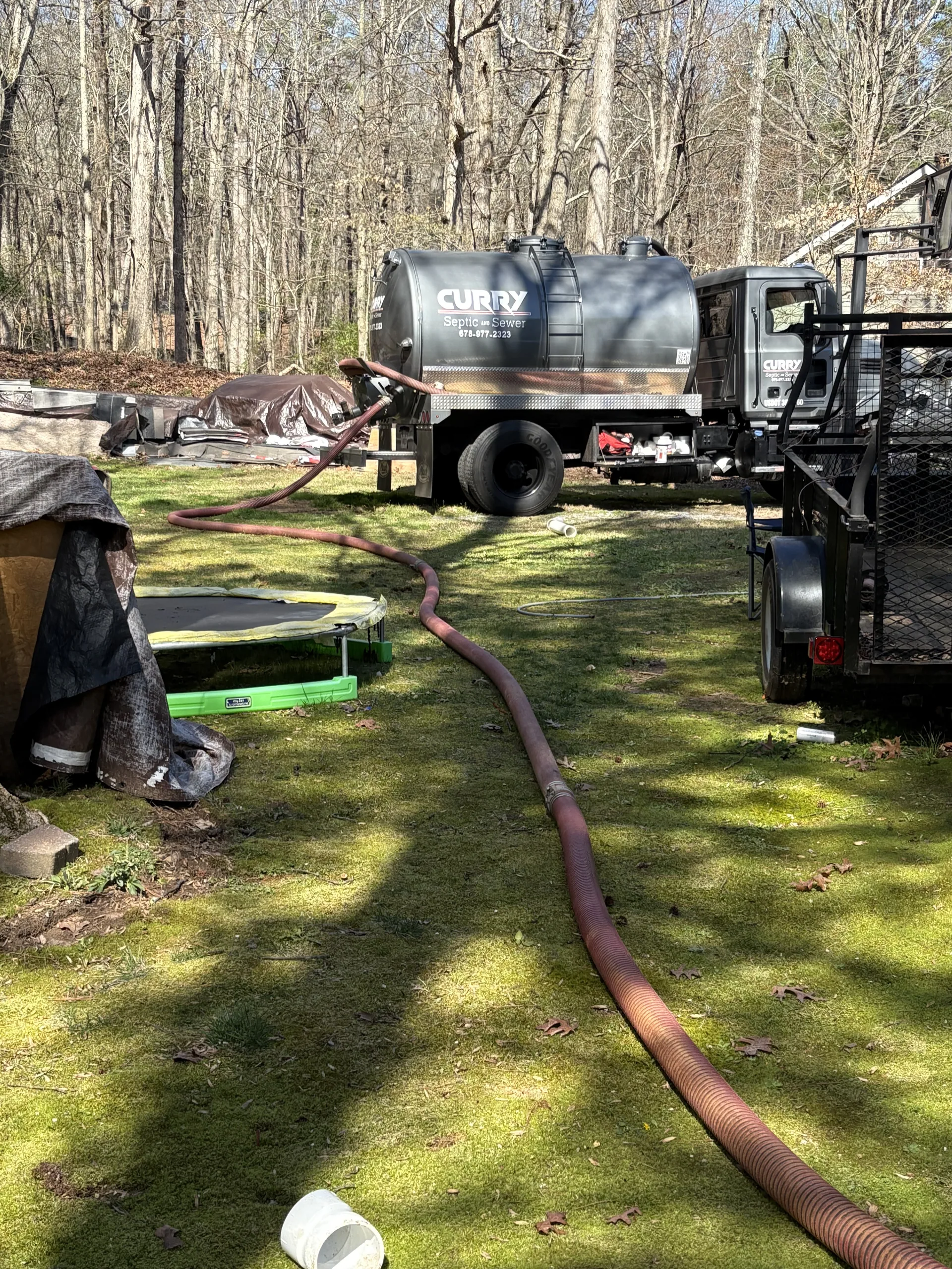 Curry Septic and Sewer crew on a job in Hoschton, GA